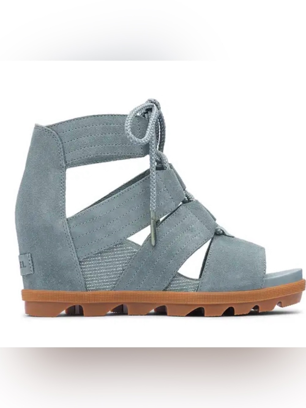 Sorel Gray Lace-Up Suede Gladiator Sandal with Tan Sole Sz 9